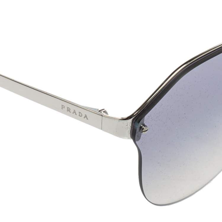 Pre Owned Prada Silver Tone/Grey SPR64T Gradient Oval Sunglasses