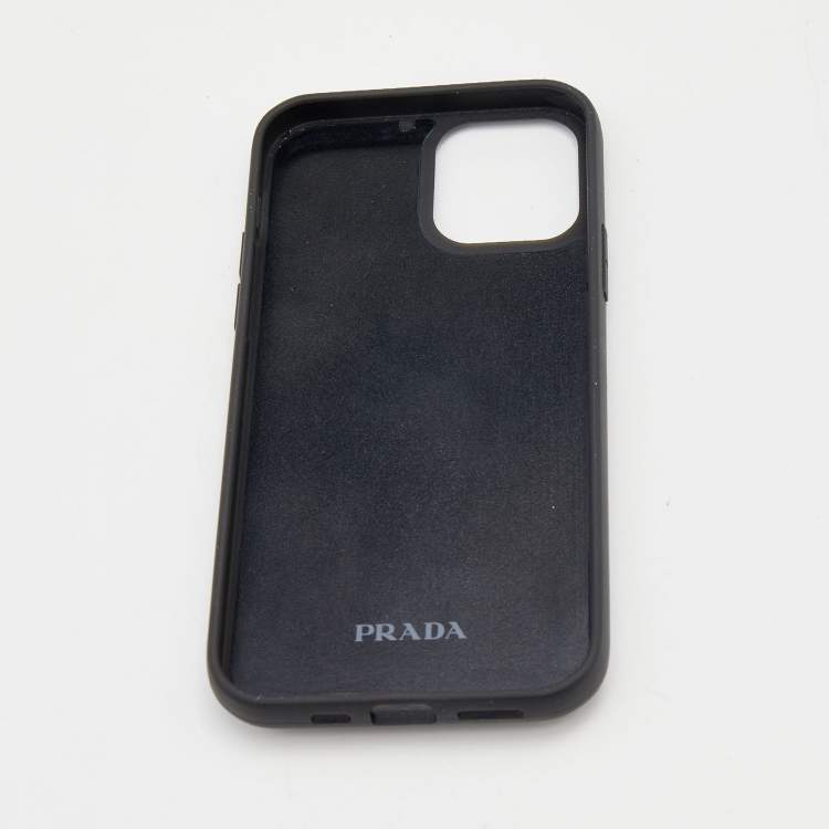 Pre Owned Prada Black Crystal Embellished Suede iPhone 12 And 12 Pro cover