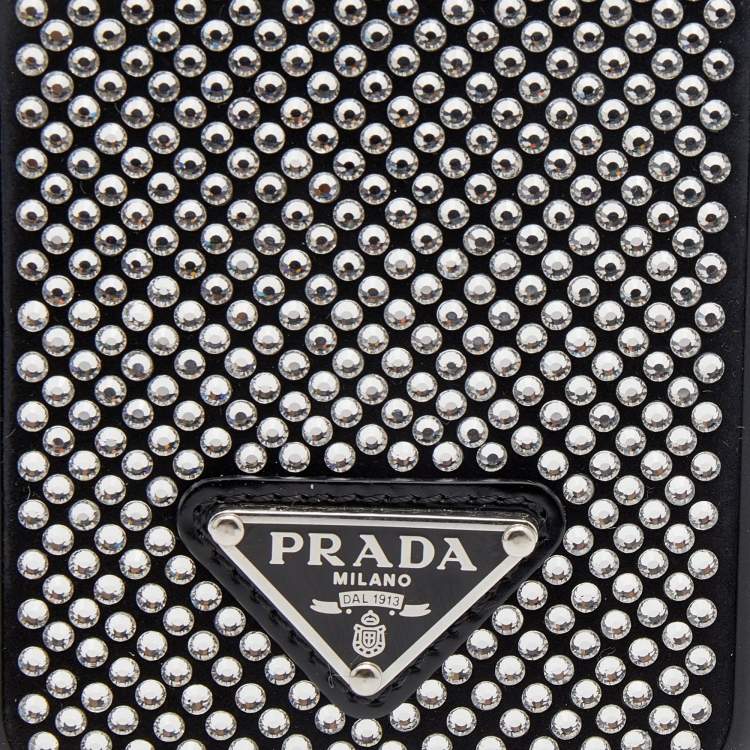 Pre Owned Prada Black Crystal Embellished Suede iPhone 12 And 12 Pro cover