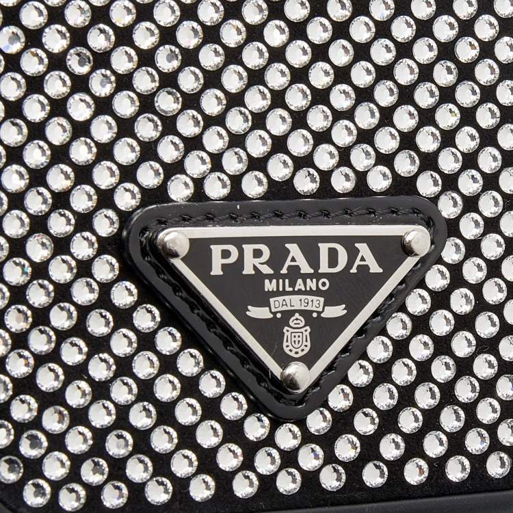 Pre Owned Prada Black Crystal Embellished Suede iPhone 12 And 12 Pro cover