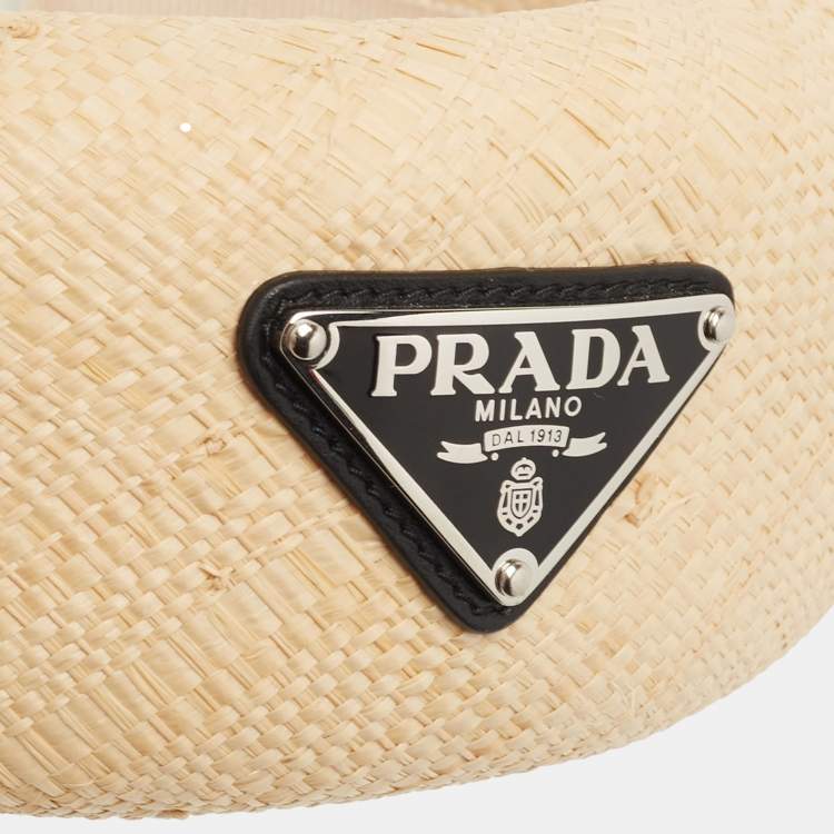 Pre Owned Prada Beige Wicker Wide Hairband