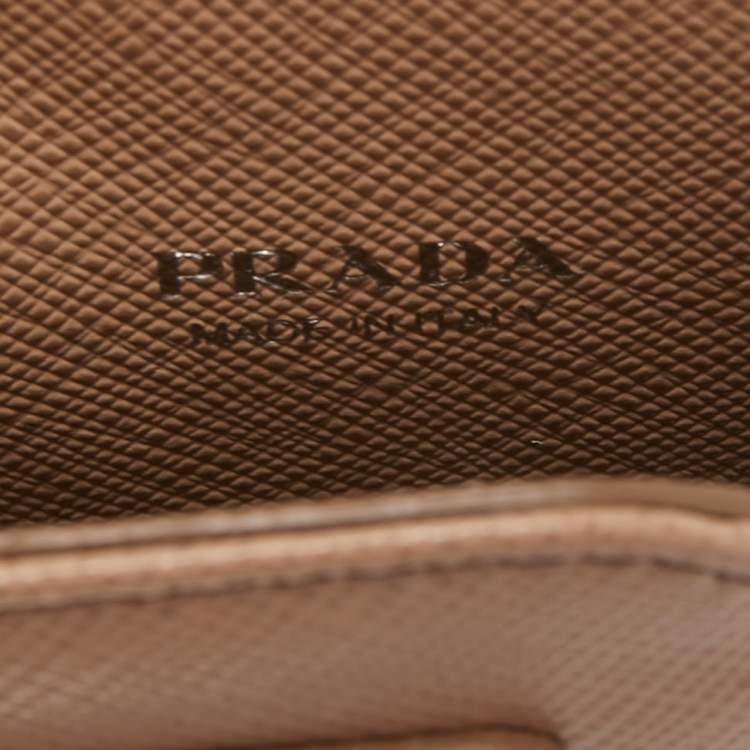 Pre Owned Prada Beige Saffiano Leather and Elastic Fabric Lanyard Phone Case