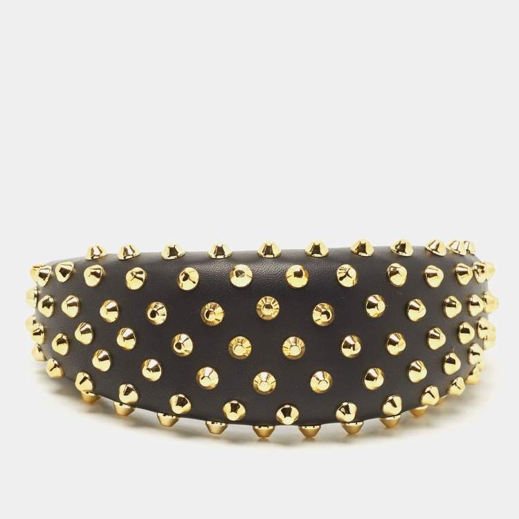 Pre Owned Prada Black Studded Leather Headband