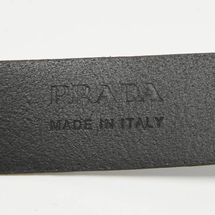 Pre Owned Prada Black Leather Slim Belt 85CM