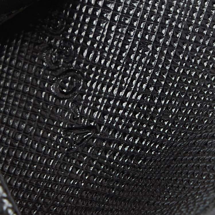 Pre Owned Prada Black Saffiano Leather Badge Holder