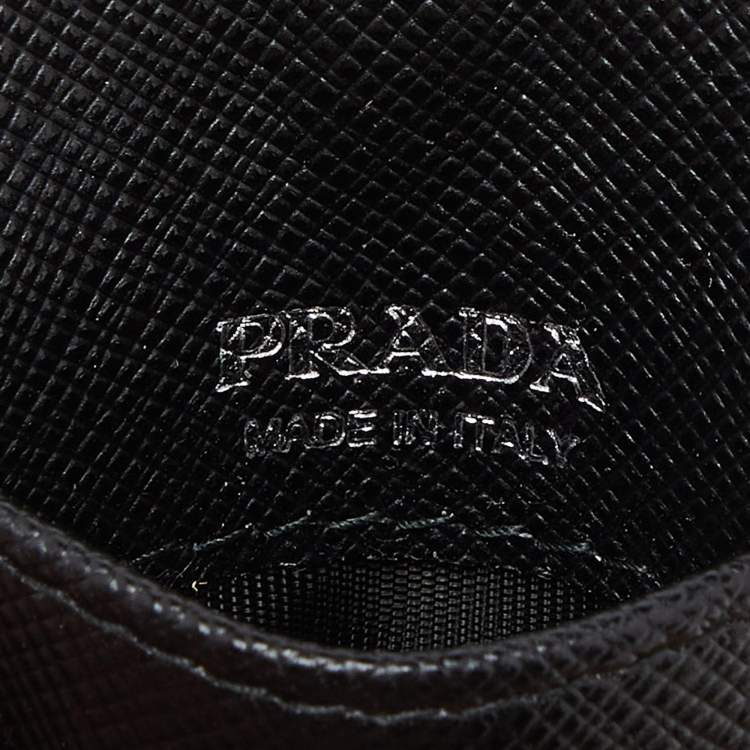 Pre Owned Prada Black Saffiano Leather Badge Holder