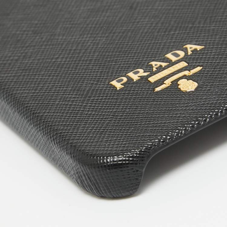 Pre Owned Prada Black Saffiano Leather iPhone 14 Case