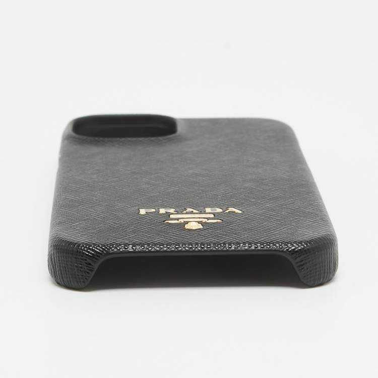 Pre Owned Prada Black Saffiano Leather iPhone 14 Case