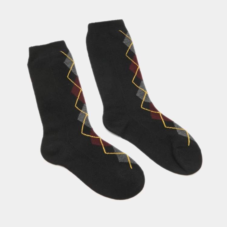 Pre Owned Prada Black Patterned Wool Socks S