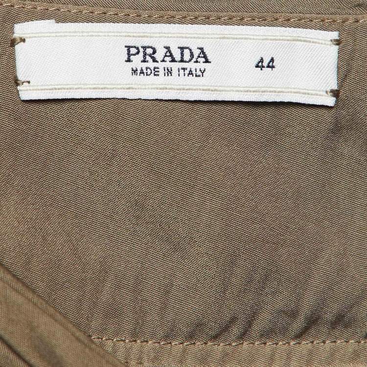 Pre Owned Prada Green Tie-Dye Cotton Smocked Knee Length Skirt M