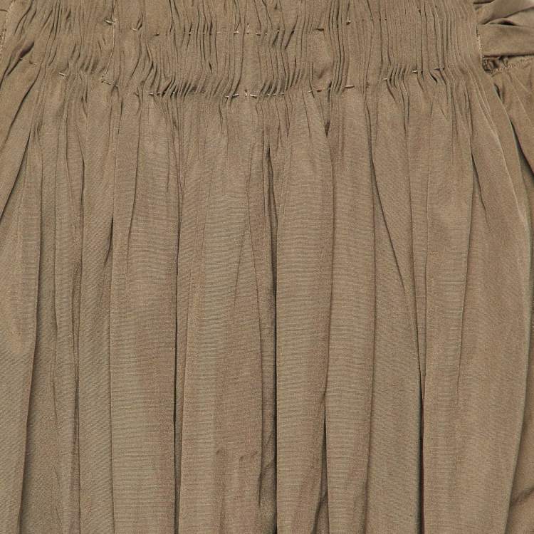 Pre Owned Prada Green Tie-Dye Cotton Smocked Knee Length Skirt M