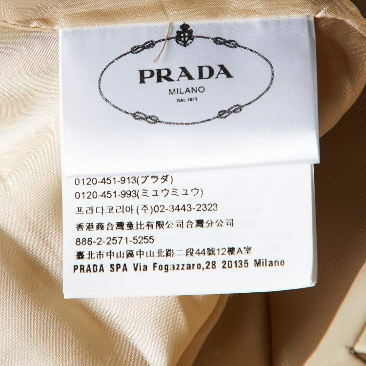 Pre Owned Prada Beige Leather Hooded Zip-Up Coat S