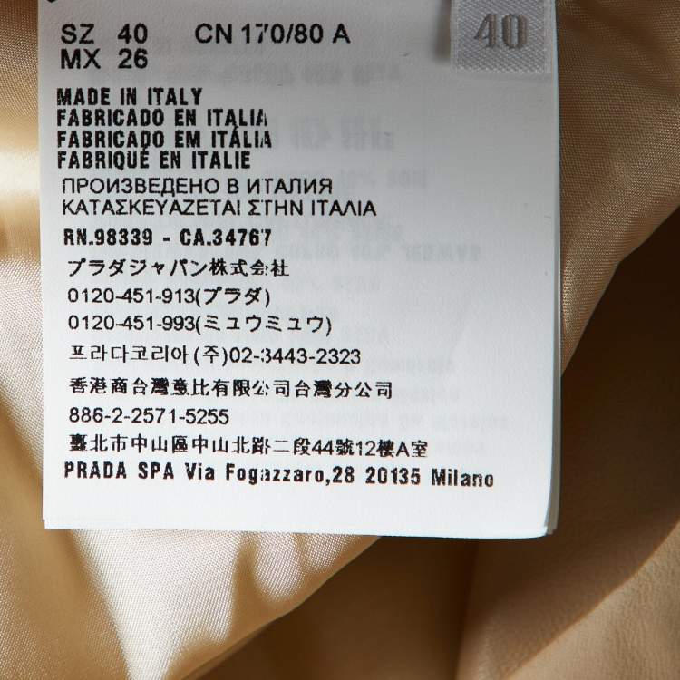 Pre Owned Prada Beige Leather Hooded Zip-Up Coat S