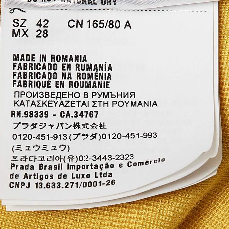 Pre Owned Prada Yellow Cashmere Blend Rib Knit Cardigan M