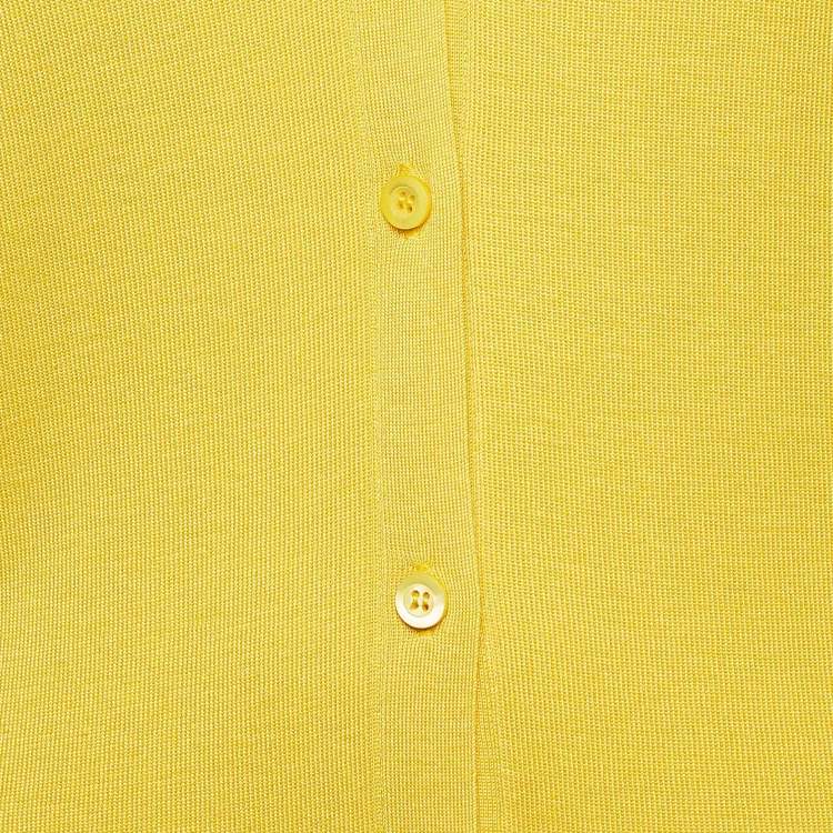 Pre Owned Prada Yellow Cashmere Blend Rib Knit Cardigan M