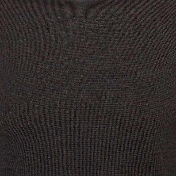 Pre Owned Prada Black Cotton Rib Knit Crew Neck Sweater M