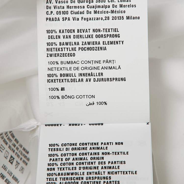 Pre Owned Prada White Poplin Logo Applique Detail Shirt M