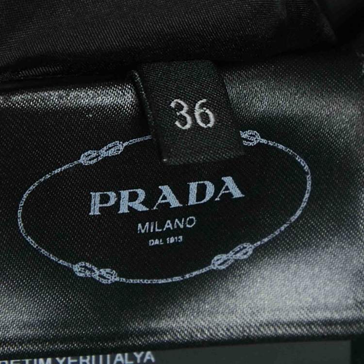 Pre Owned Prada Black Crystal Studded Crepe Crop Top XS