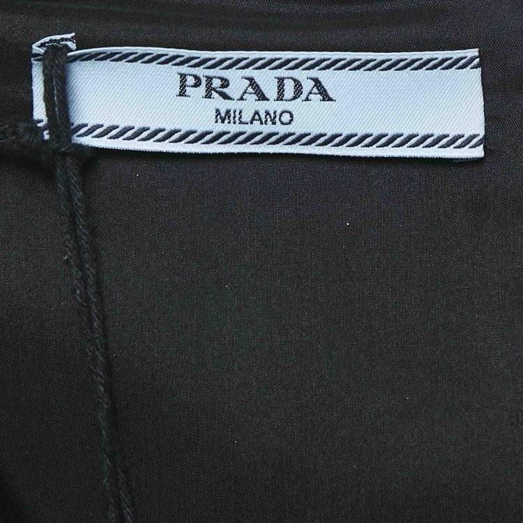 Pre Owned Prada Black Crystal Studded Crepe Crop Top XS