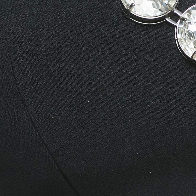 Pre Owned Prada Black Crystal Studded Crepe Crop Top XS