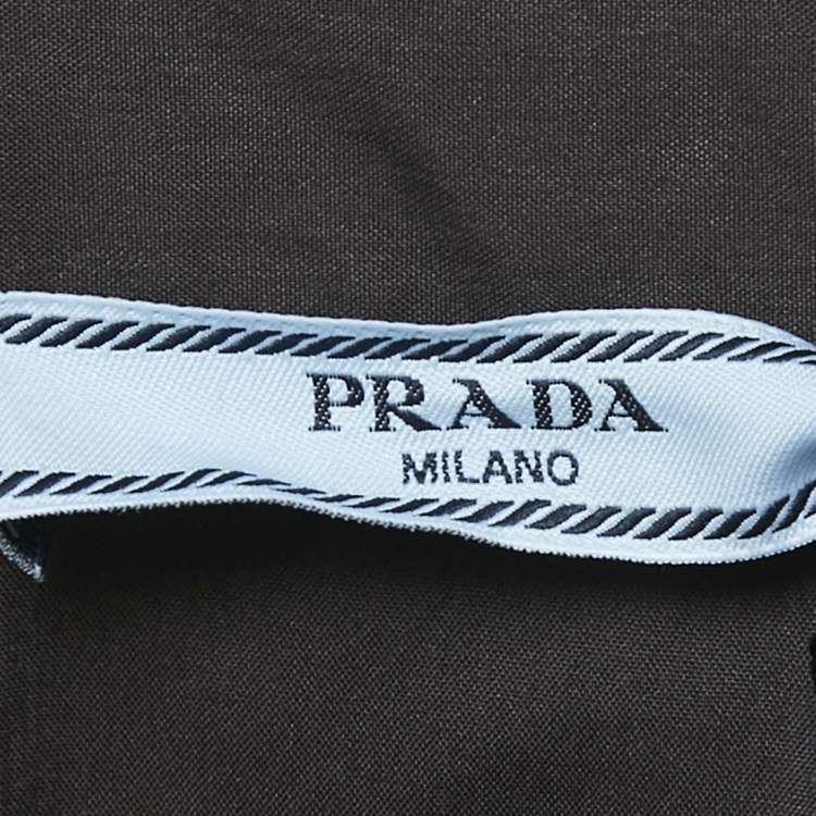 Pre Owned Prada Cacao Brown Embellished Poplin Button Front Shirt M