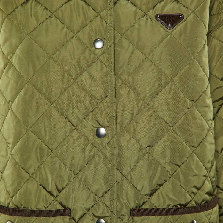 Pre Owned Prada Military Green Re-Nylon Quilted Light Jacket S