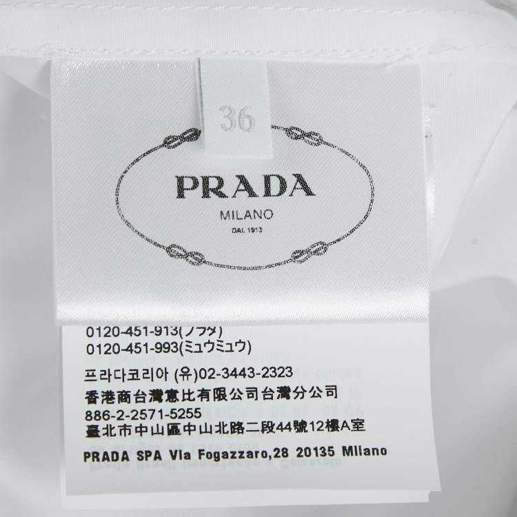 Pre Owned Prada White Poplin Long Sleeve Shirt with Tie XS