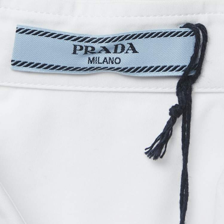 Pre Owned Prada White Poplin Long Sleeve Shirt with Tie XS