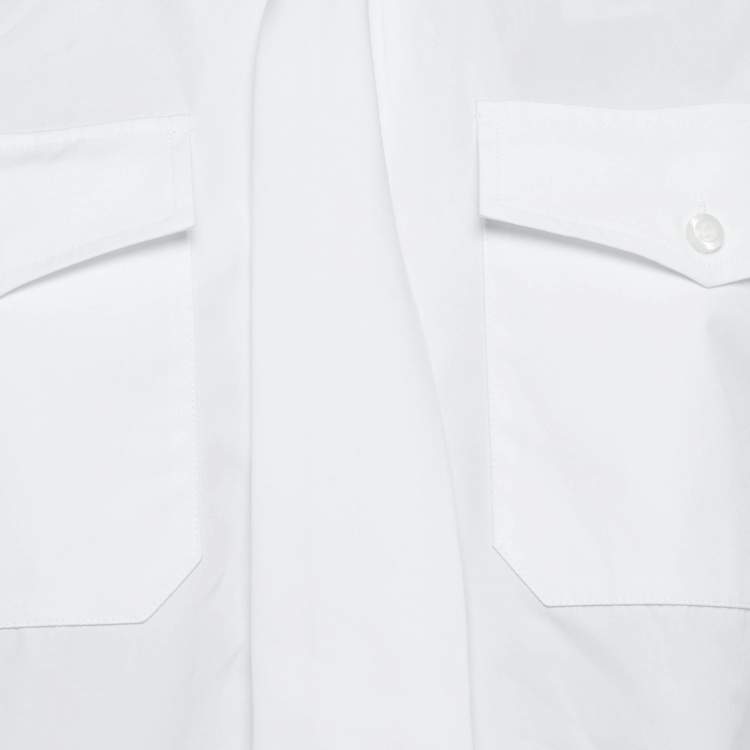 Pre Owned Prada White Poplin Long Sleeve Shirt with Tie XS