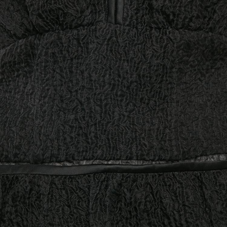 Pre Owned Prada Black Textured Organza Silk Halter Neck Mini Dress M