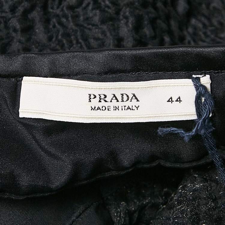 Pre Owned Prada Black Textured Organza Silk Halter Neck Mini Dress M