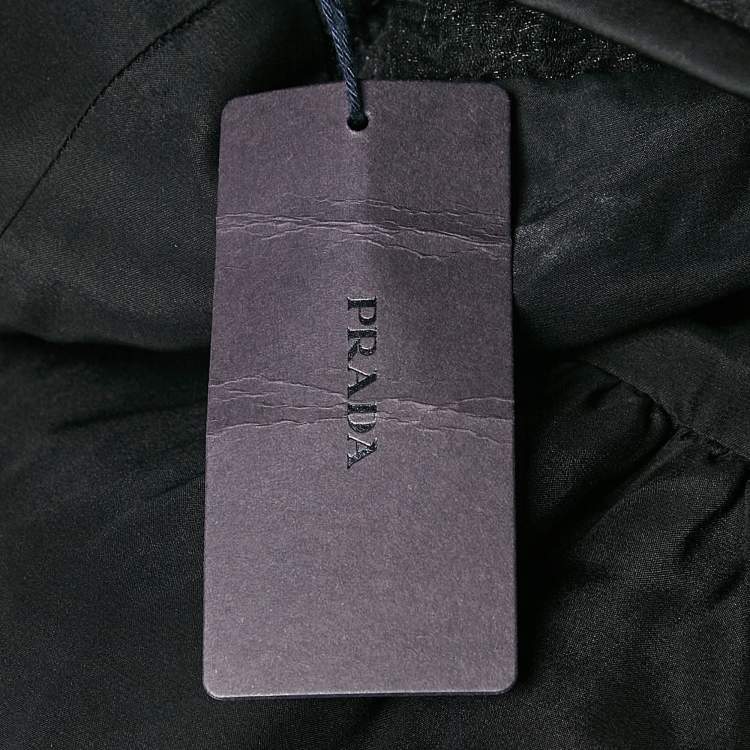 Pre Owned Prada Black Textured Organza Silk Halter Neck Mini Dress M