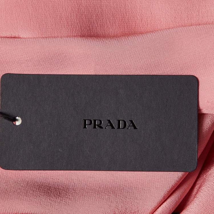 Pre Owned Prada Pink Silk Pleated Midi Dress M