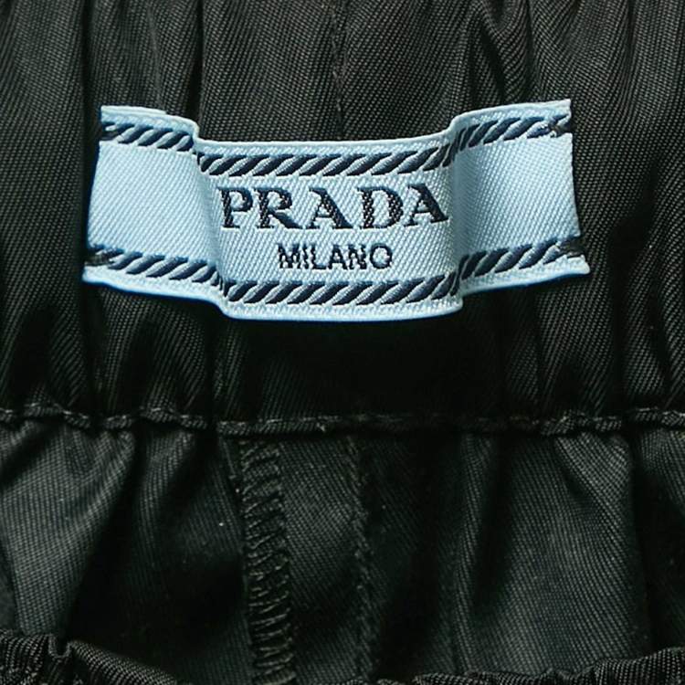 Pre Owned Prada Black R-Nylon Triangle Pocket Detail Shorts XXS