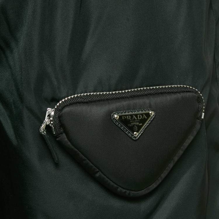 Pre Owned Prada Black R-Nylon Triangle Pocket Detail Shorts XXS