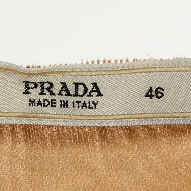 Pre Owned Prada Beige Silk Satin Ruffled Top L
