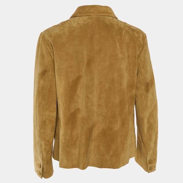 Pre Owned Prada Light Brown Suede Button Front Jacket M