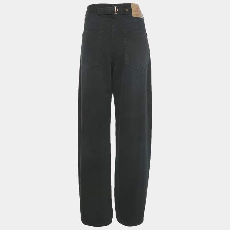 Pre Owned Prada Black Denim Barrel Leg Jeans S/Waist 30"