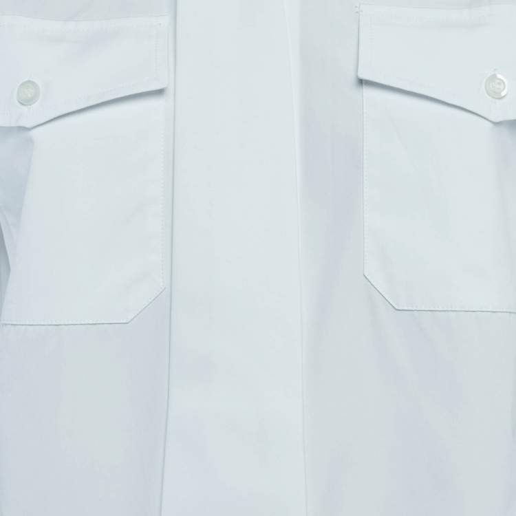Pre Owned Prada White Cotton Tie Detail Button Front Shirt XS