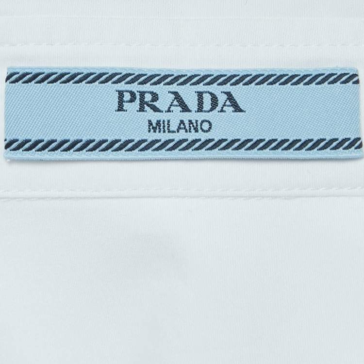 Pre Owned Prada White Cotton Tie Detail Button Front Shirt XS