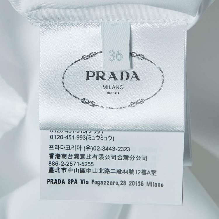 Pre Owned Prada White Cotton Tie Detail Button Front Shirt XS
