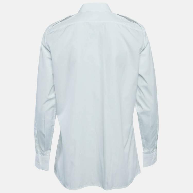 Pre Owned Prada White Cotton Tie Detail Button Front Shirt XS