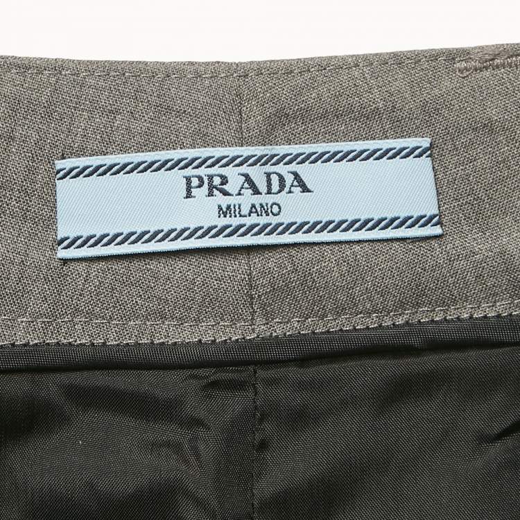 Pre Owned Prada Grey Wool Wide Leg Trousers XS