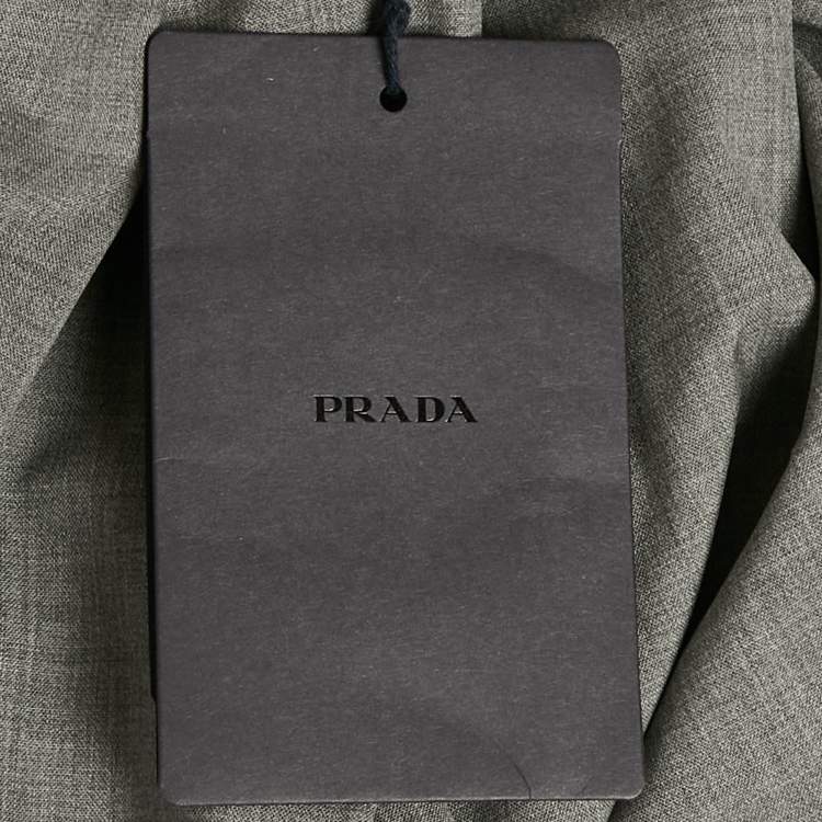 Pre Owned Prada Grey Wool Pleated Midi Skirt XS