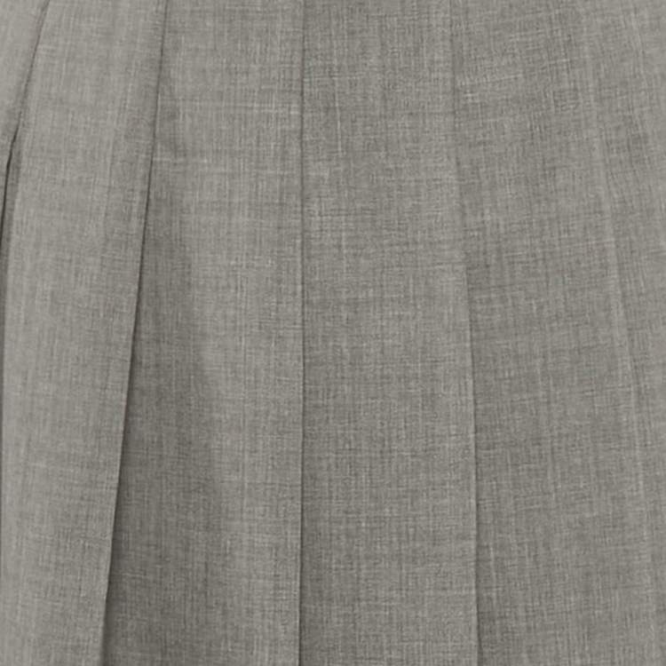 Pre Owned Prada Grey Wool Pleated Midi Skirt XS