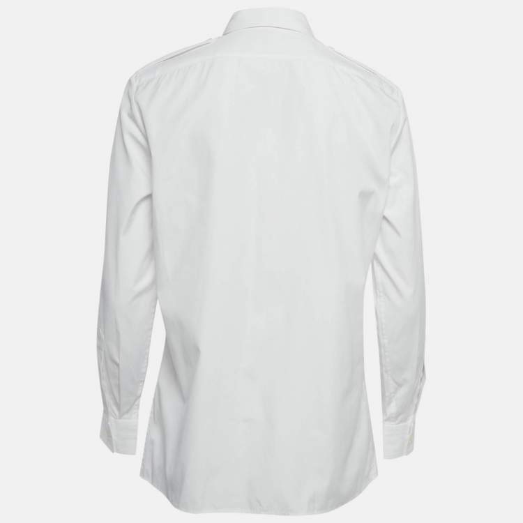 Pre Owned Prada White Cotton Tie Detail Button Front Shirt XS