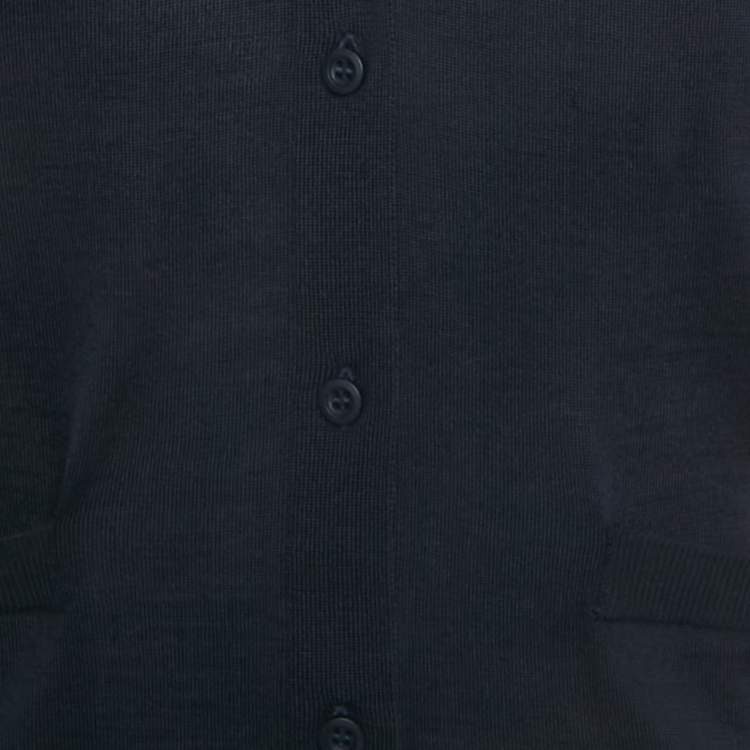 Pre Owned Prada Navy Blue Wool Button Front Cardigan XS