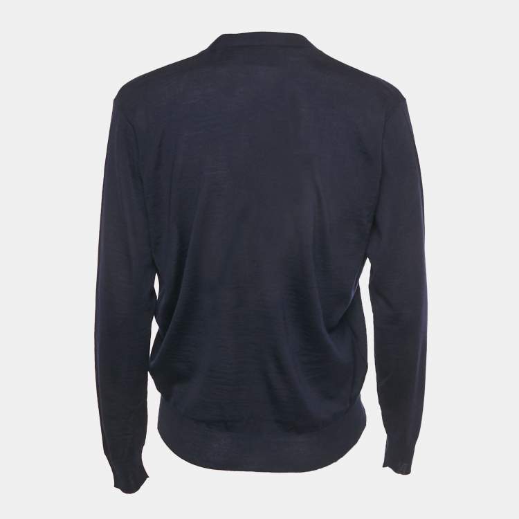 Pre Owned Prada Navy Blue Wool Button Front Cardigan XS