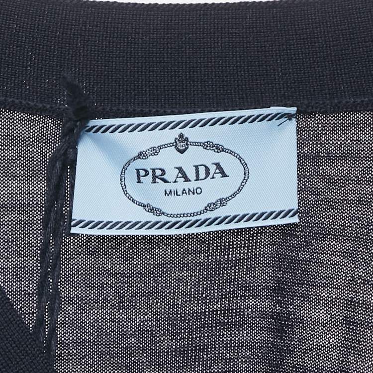 Pre Owned Prada Navy Blue Wool Button Front Cardigan XS