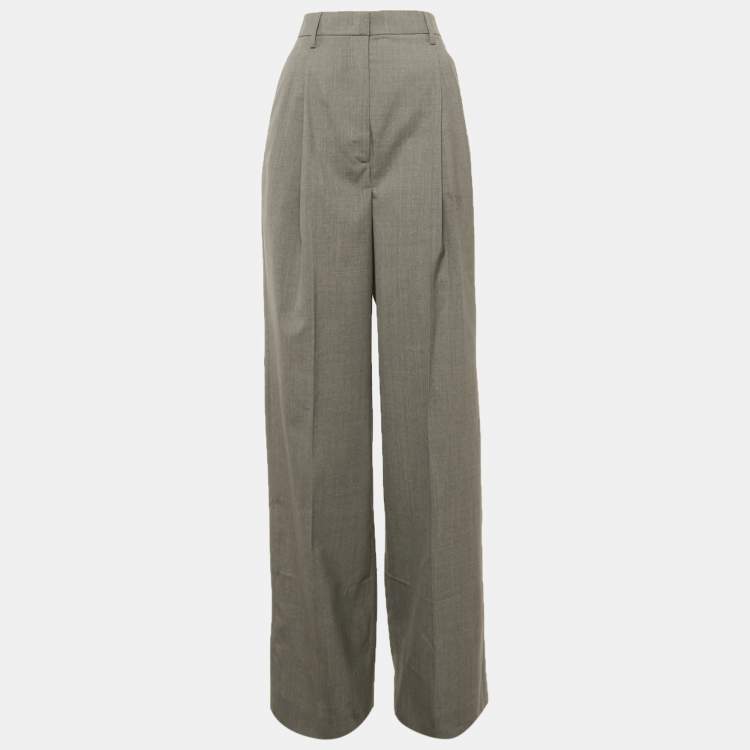 مملوكة مسبقًا Prada Grey Wool Pleated Formal Trousers XS